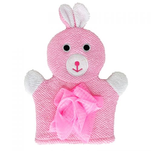 Мочалка-рукавичка "Зверушки", розовая фото