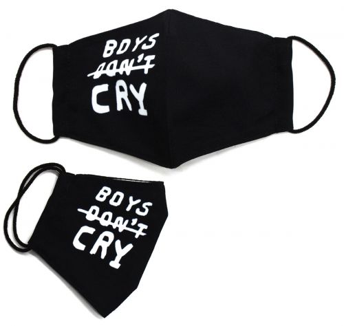 Багаторазова 4-х шарова захисна маска "Boys do not cry" розмір 3, 7-14 років, чорна фото
