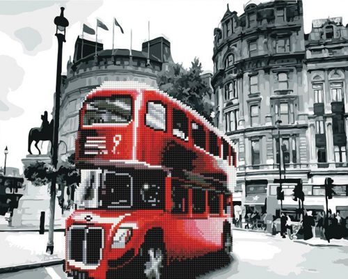 Картина по номерам + Алмазная мозаика "Лондонский автобус" ★★★★ фото