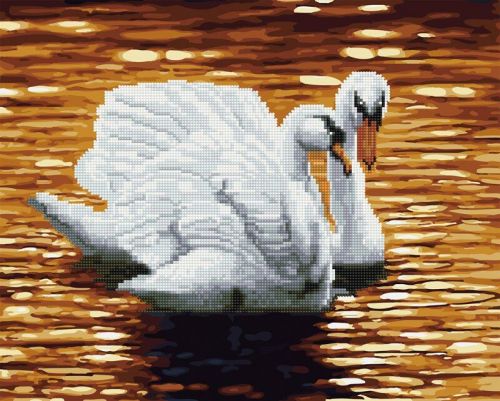 Картина по номерам + Алмазная мозаика "Лебеди" ★★★★ фото
