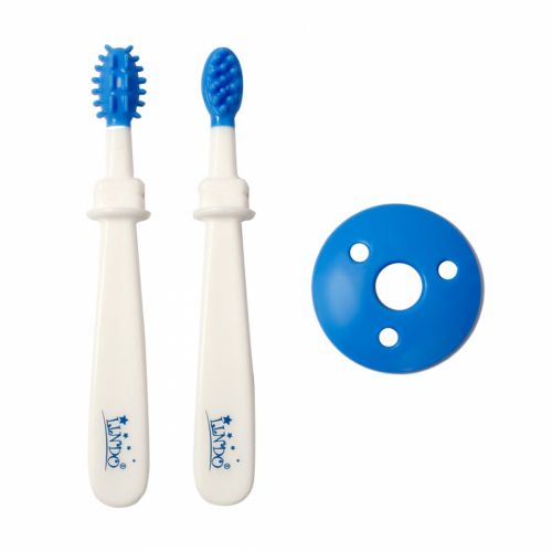 Зубна щітка з обмежувачем, синій фото