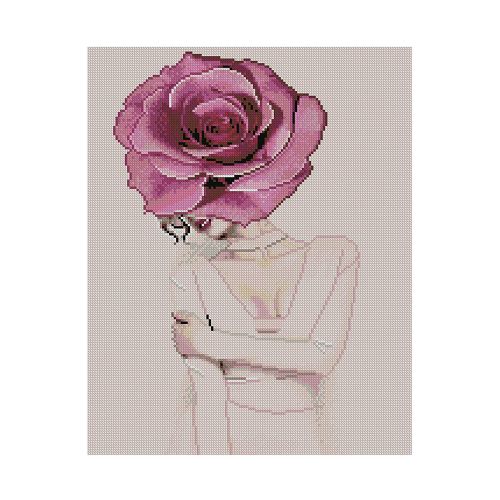 Алмазна мозаїка "Дівчина-бутон троянди" фото