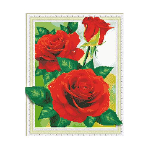 Алмазная мозаика "Красные дикие розы" фото