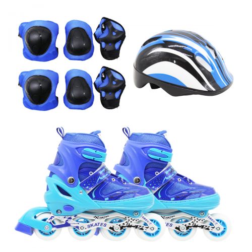 Ролики со шлемом, размер 38-41, синий фото