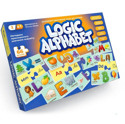 Развивающие пазлы "Logic Alphabet", англо-украинский фото