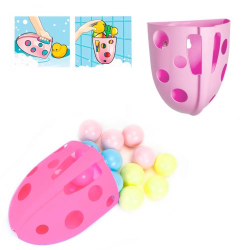 Органайзер для ванної (+12 кульок), рожевий фото