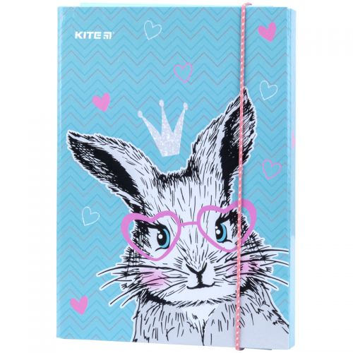 Папка для зошитів В5 на гумці картон, Kite, Cute Bunny фото