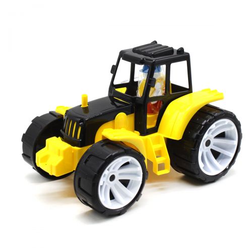Трактор пластиковый, желтый фото
