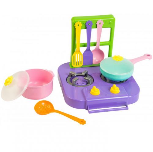 Набор посуды с плитой Ромашка (7 шт), фиолетовая фото