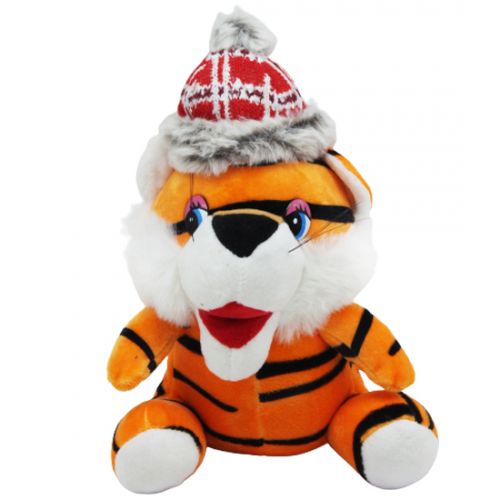 Мягкая игрушка "Тигр в шапочке" оранжевый фото