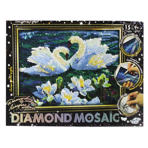 Алмазная живопись "DIAMOND MOSAIC.  Лебеди" фото