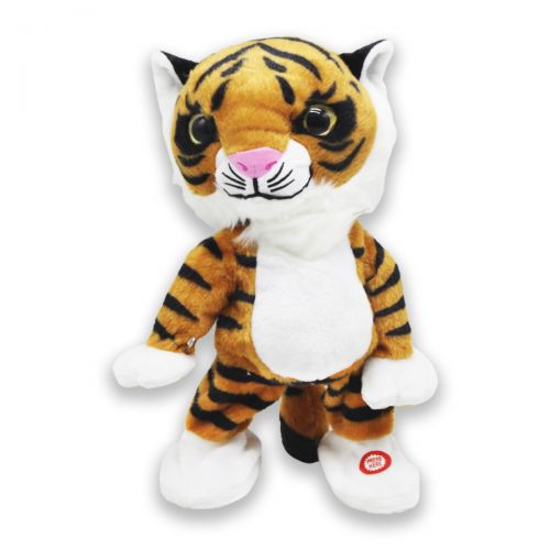 Уценка.  Мягкая интерактивная игрушка "Тигр", коричневый - зашит немного носик фото
