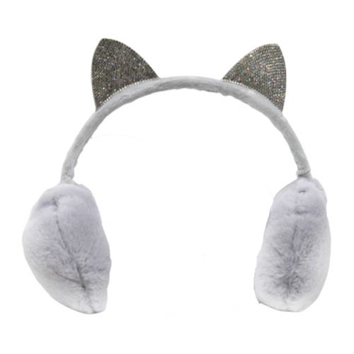 Хутряні навушники "Котик", сірі фото