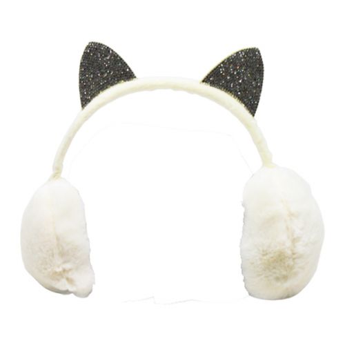 Хутряні навушники "Котик", білі фото