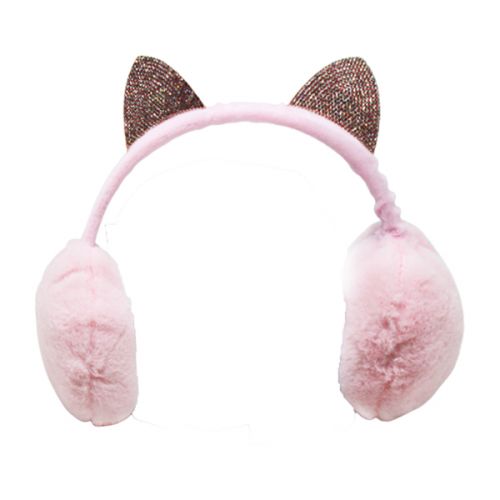 Хутряні навушники "Котик", рожеві фото