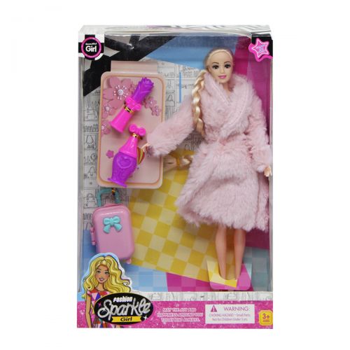 Кукла в шубке, розовая фото