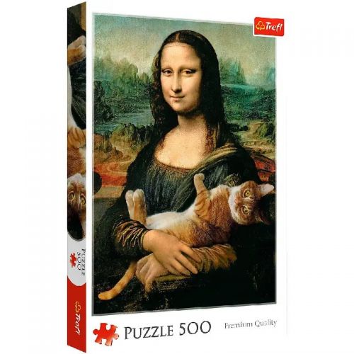 Пазли "Мона Ліза та дрімаючий кіт", 500 елементів фото
