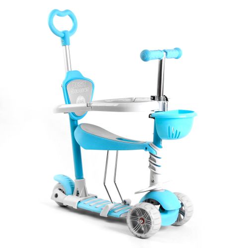 Самокат 5в1 "Best Scooter", с защитным бампером (голубой) картинка Самокат 5в1 "Best Scooter", с защитным бампером (голубой) фото