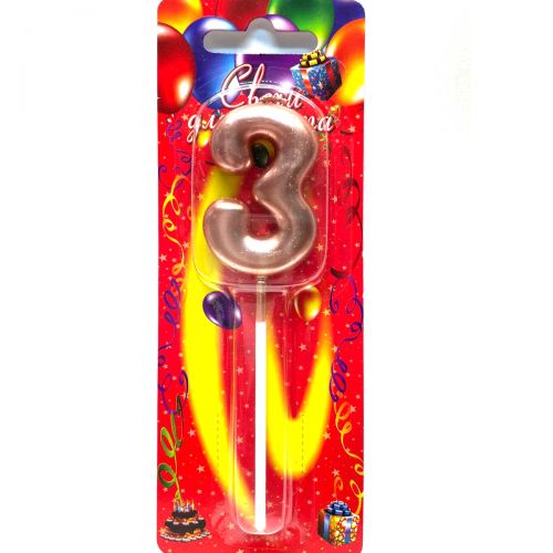 Свічка декоративна "Цифра 3" фото