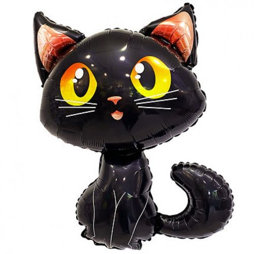 Куля фольгована "Чорний кіт" фото