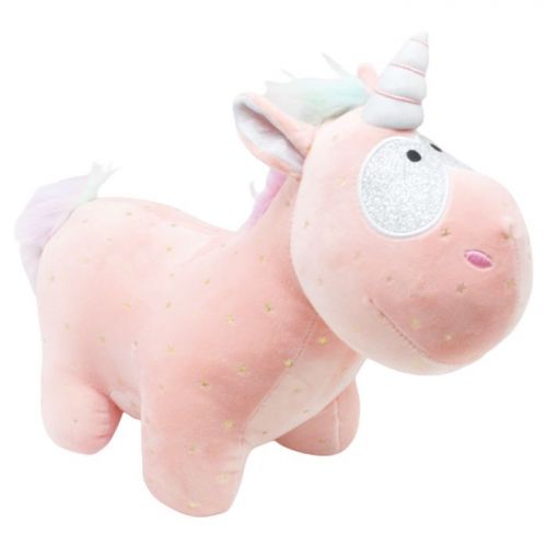 Уценка.  Мягкая игрушка "Пони единорог", розовый - небольшое загрязнение на щеке фото