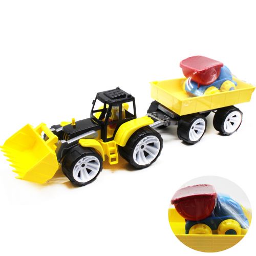 Ігровий набір "Трактор із причепом" (жовтий) фото