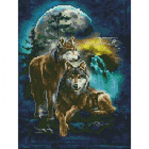 Алмазная мозаика "Волки под луной" фото