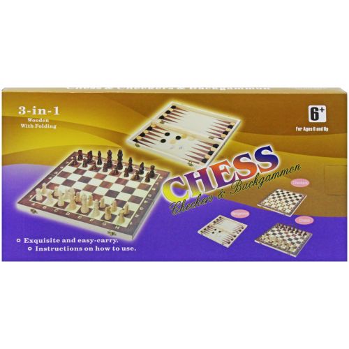 Игровой набор 3в1 "Шашки, нарды и шахматы" фото