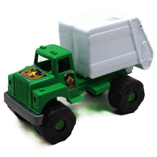 Пластикова машинка "Сміттєвоз", зелена кабіна й білий кузов фото