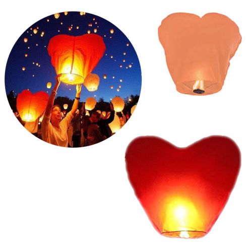 Китайський ліхтарик "Серце", персиковий фото