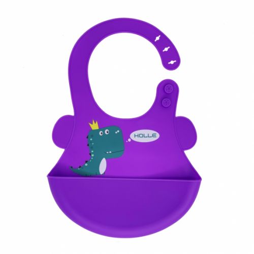 Слюнявчик силиконовый "Дино", фиолетовый фото
