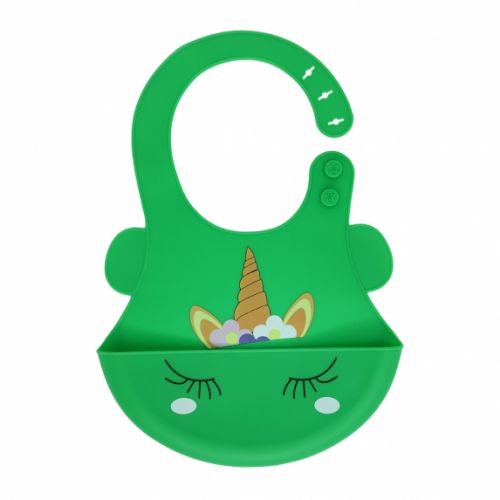 Слюнявчик силиконовый "Единорожка", зеленый фото