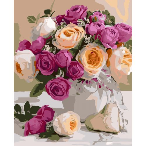 Картина за номерами "Букет літніх троянд" 40х50 см фото
