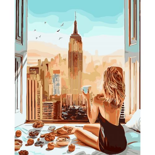 Картина за номерами "Сніданок з видом Нью-Йорк" 40х50 см фото