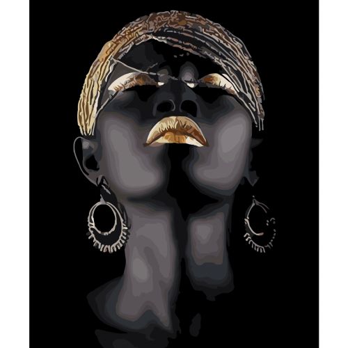 Картина за номерами "Африканка в золоті" 40х50 см фото