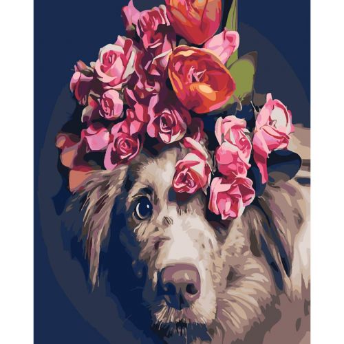 Картина за номерами "Мордочка з квітами" фото
