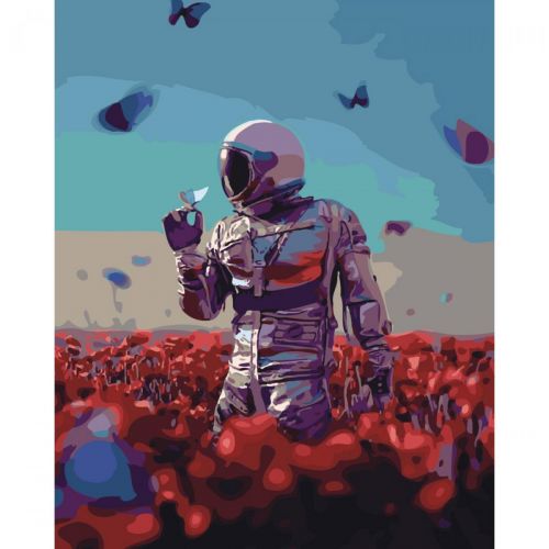 Картина по номерам "Космонавт в поле" фото