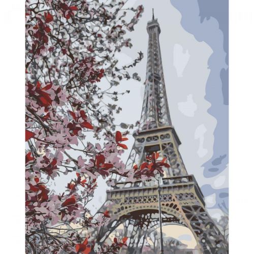 Картина по номерам "Цветущее дерево у башни" фото