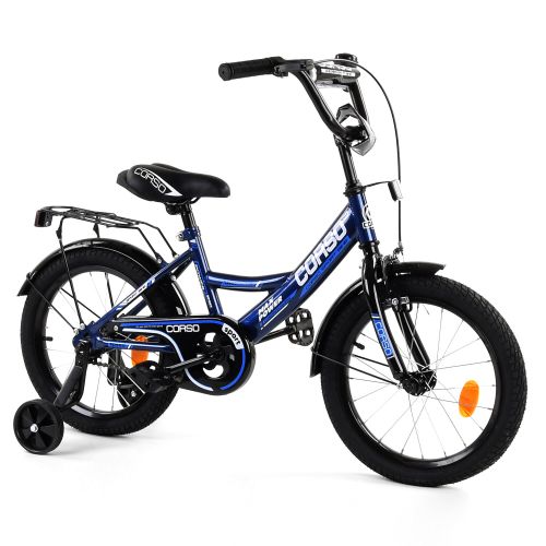 Велосипед 16" дюймов 2-х колёсный  "CORSO" CL-16958 (1) сине-голубой, ручной тормоз, звоночек, доп.  колеса, СОБРАННЫЙ НА 75% в коробке [Коробка] фото