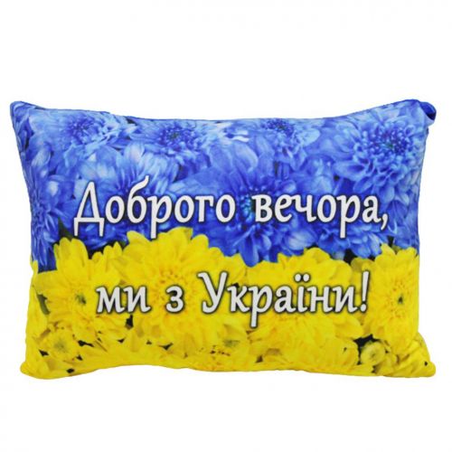 Подушка з принтом "Доброго вечора, ми з України!" фото