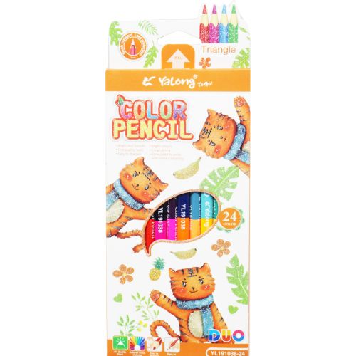 Кольорові олівці двосторонні, 24 кольори (помаранчеві) фото