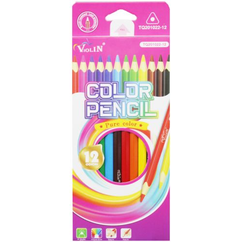 Кольорові олівці, 12 шт (рожевий) фото