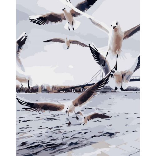 Картина за номерами "Чайки у повітрі" фото