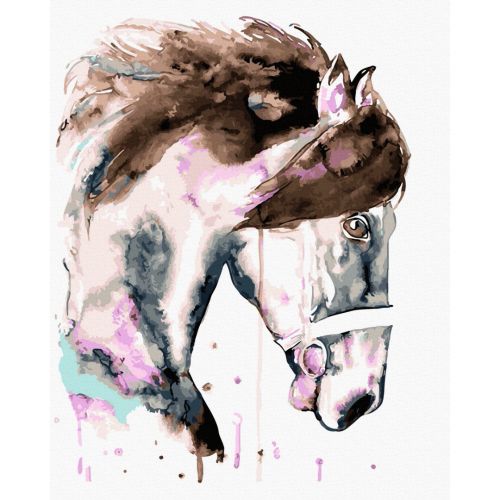 Картина по номерам "Кінь у акварельну плямку" фото