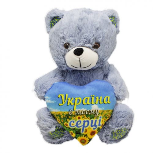 М'яка іграшка "Ведмедик патріот", блакитний фото