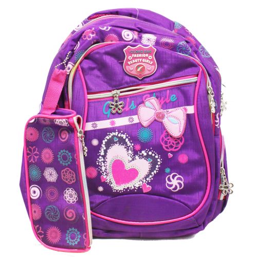 Шкільний рюкзак з пеналом, фіолетовий фото