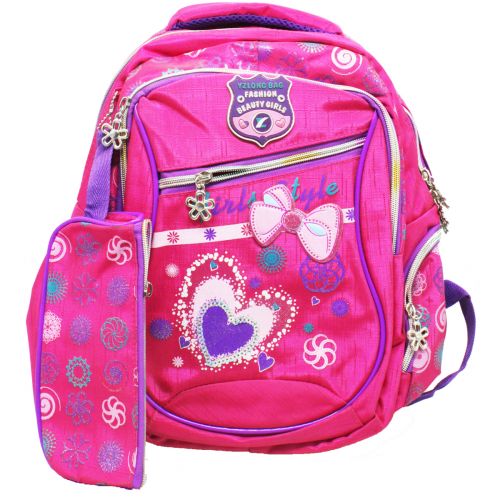 Шкільний рюкзак з пеналом, малиновий фото