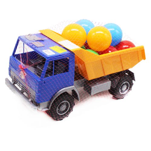 Машинка пластиковая "Самосвал" с шариками (синий с оранжевым) фото