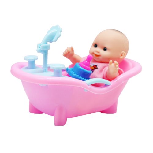 Пупс в ванночке (розовый) фото