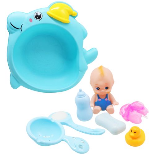 Игровой набор "Ванночка с пупсом", голубой фото